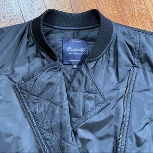 Madewell bomber jacket - M, black, asymmetrical zipper, lightweight quilting